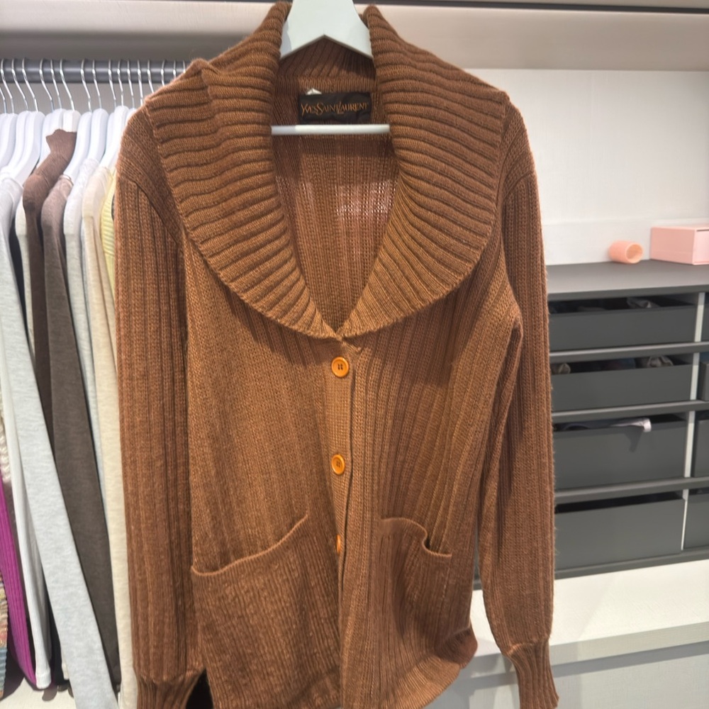 YSL brown Ribbed Sweater